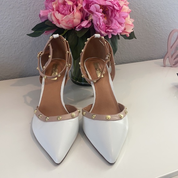 White and tan Studded Heels - Picture 2 of 4